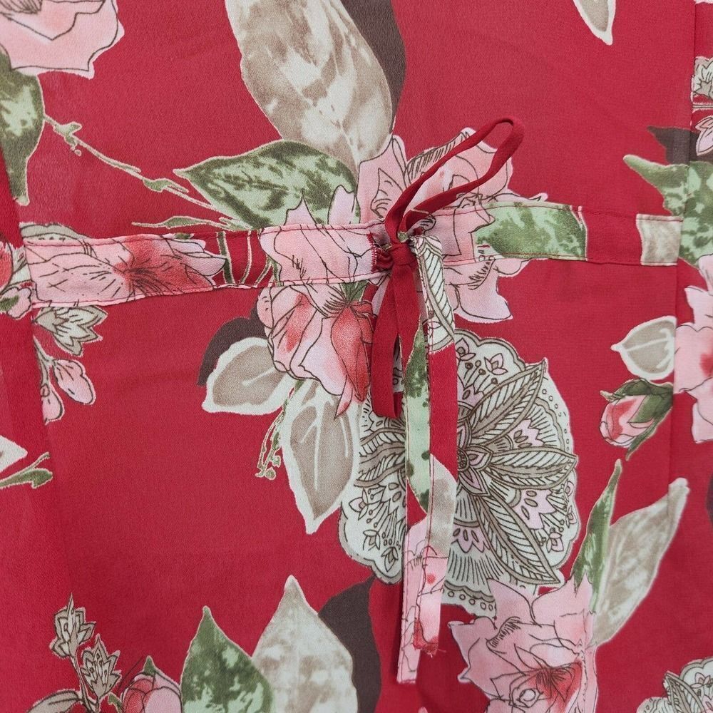 Emma James Petite Women's Button Blouse Short Sleeves Floral Chiffon - Picture 6 of 7
